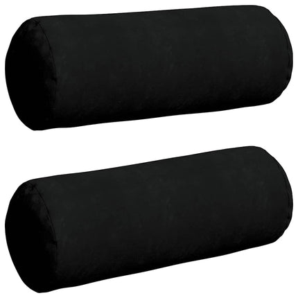 Bolsterkuddar 2 pcs Svart Ø 25 x 70 cm Mikrofiber Tyg