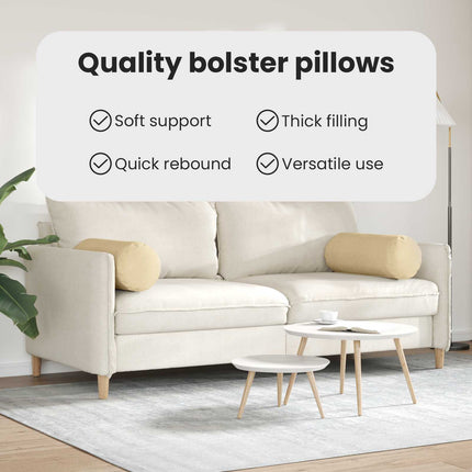 Bolsterkuddar 2 pcs Grågrön Ø 25 x 70 cm Kordread tyg