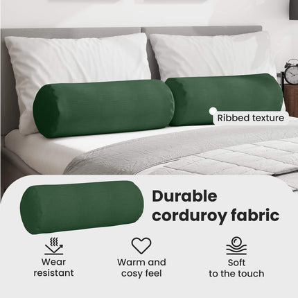 Bolsterkuddar 2 pcs Mörkgrön Ø 25 x 70 cm Kordread tyg
