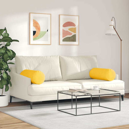 Bolsterkuddar 2 pcs Ljusgul Ø 25 x 70 cm Kordread tyg