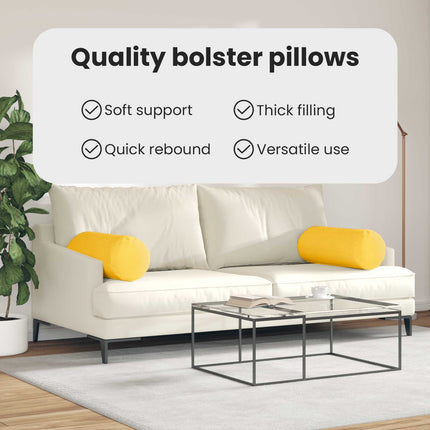 Bolsterkuddar 2 pcs Ljusgul Ø 25 x 70 cm Kordread tyg