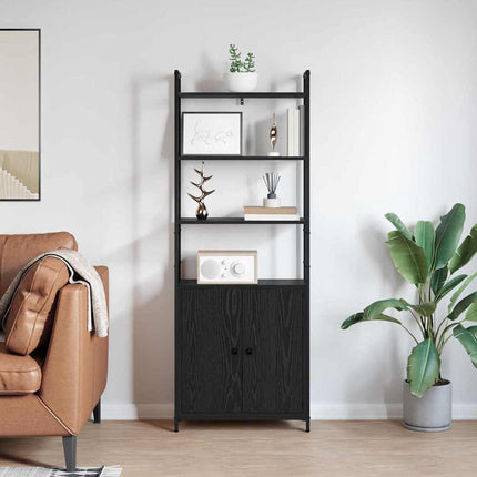 Bokskåp Svart Ek 60 x 24 x 161 cm Konstruerat trä