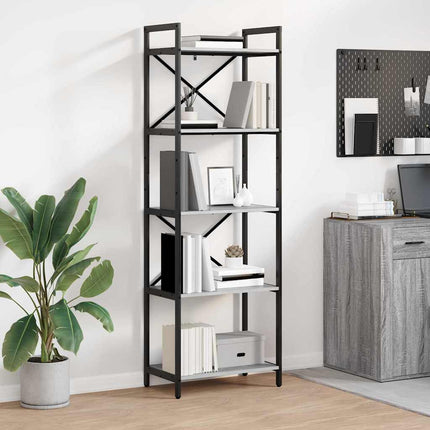 Hyllsystem 5 nivåer 56 x 34 x 171 cm Konstruerat trä Grå Sonoma