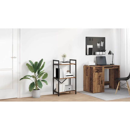 Hyllsystem 3 nivåer 56 x 34 x 96 cm Konstruerat trä Gammalt trä