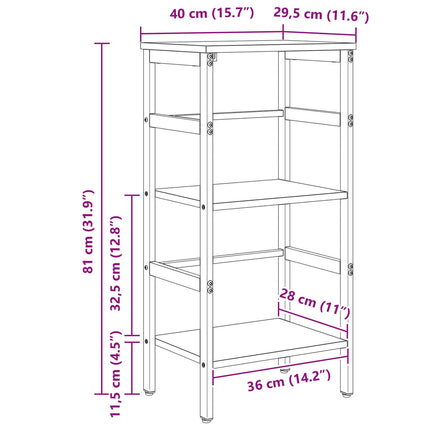 Hyllsystem Rökt ek 40 x 29,5 x 81 cm Konstruerat trä