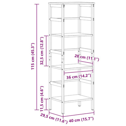 Hyllsystem Svart Ek 40 x 29,5 x 115 cm Konstruerat trä