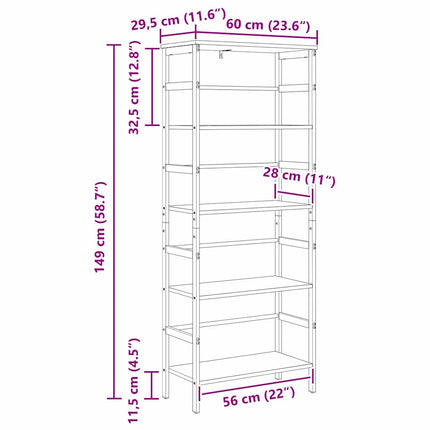 Hyllsystem Svart Ek 60 x 29,5 x 149 cm Konstruerat trä