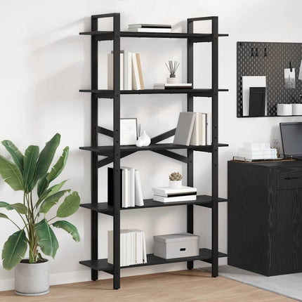 Hyllsystem Svart Ek 100 x 33,5 x 178 cm Konstruerat trä