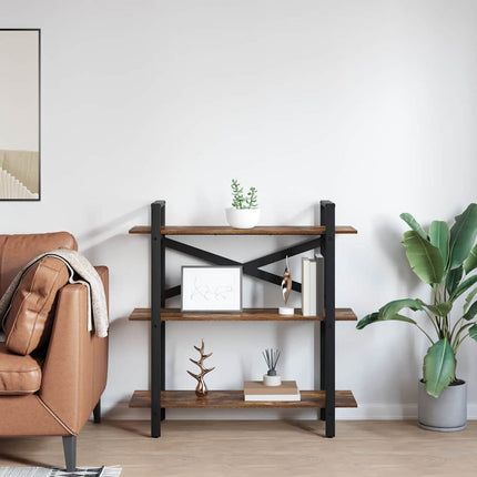 Hyllsystem Rökt ek 100 x 33,5 x 102 cm Konstruerat trä 3 nivåer