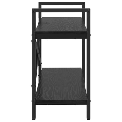 Hyllsystem 2 nivåer 100 x 33,5 x 64 cm Konstruerat trä Svart Ek