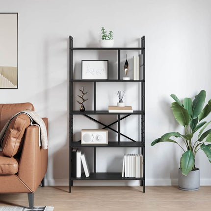 Hyllsystem Svart Ek 75 x 30 x 156 cm Konstruerat trä