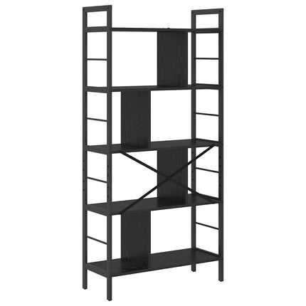 Hyllsystem Svart Ek 75 x 30 x 156 cm Konstruerat trä