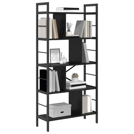Hyllsystem 9 nivåer 75 x 30 x 156 cm Konstruerat trä Svart Ek