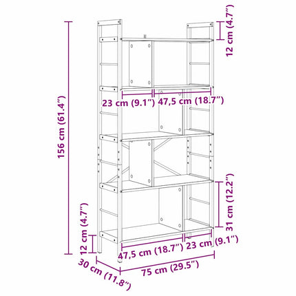 Hyllsystem 9 nivåer 75 x 30 x 156 cm Konstruerat trä Sonoma-ek