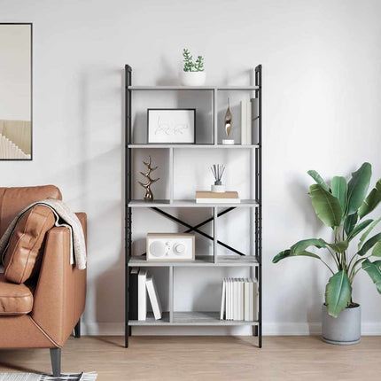 Hyllsystem Grå Sonoma 75 x 30 x 156 cm Konstruerat trä