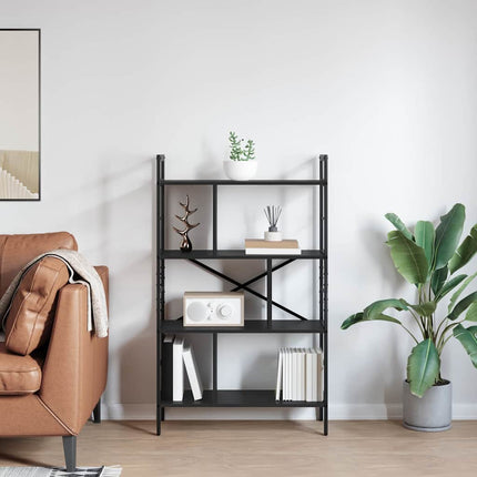 Hyllsystem Svart Ek 75 x 30 x 123,5 cm Konstruerat trä