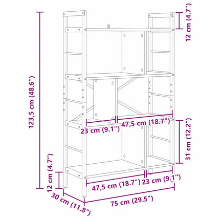 Hyllsystem 7 nivåer 75 x 30 x 123,5 cm Konstruerat trä