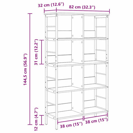 Hyllsystem Rökt ek 82 x 32 x 144,5 cm Konstruerat trä