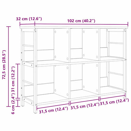 Hyllsystem Grå Sonoma 102 x 32 x 72,5 cm Konstruerat trä