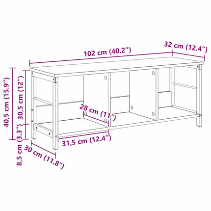 Hyllsystem Rökt ek 102 x 32 x 40,5 cm Konstruerat trä