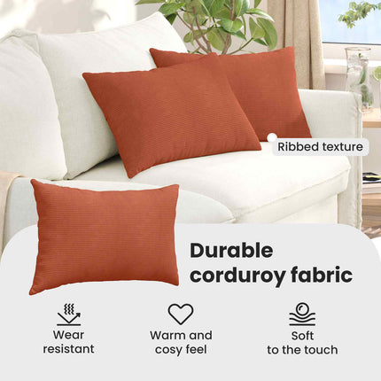 Sofakuddar 2 pcs Röd orange 60 x 40 cm Kordread tyg