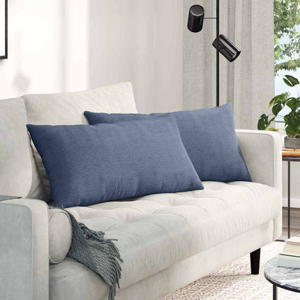 Sofakuddar 2 pcs Blå 80 x 40 cm Kordread tyg