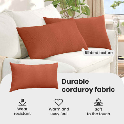 Sofakuddar 2 pcs Röd orange 80 x 40 cm Kordread tyg