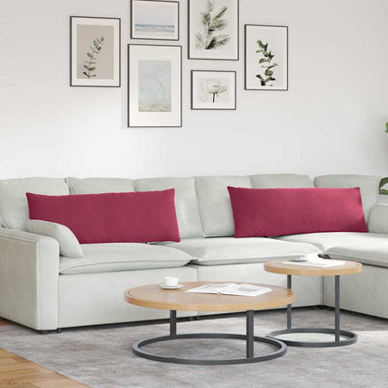 Sofakuddar 2 pcs Vinröd 120 x 40 cm Kordread tyg