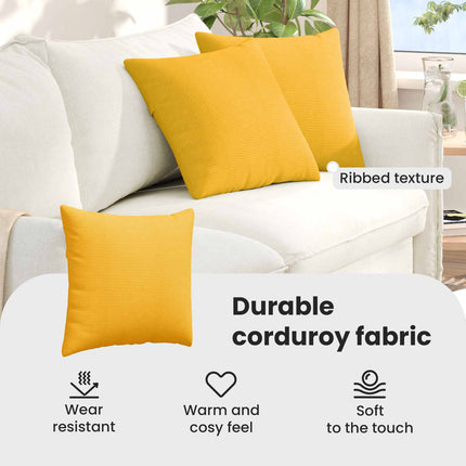 Sofakuddar 2 pcs Ljusgul 45 x 45 cm Kordread tyg