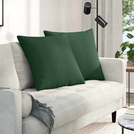 Sofakuddar 2 pcs Mörkgrön 80 x 80 cm Kordread tyg