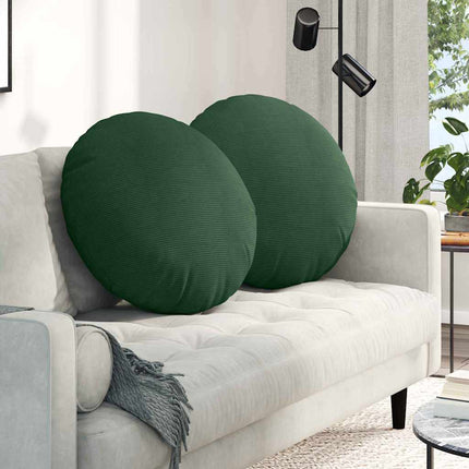 Sittkuddar 2 pcs Mörkgrön Ø60 x 21 cm Kordread tyg