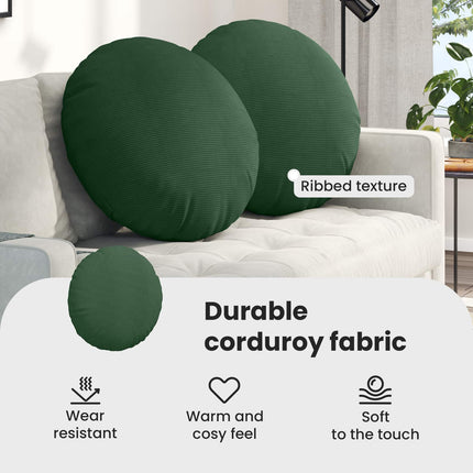 Sittkuddar 2 st Kordread tyg Mörkgrön Ø 80 cm