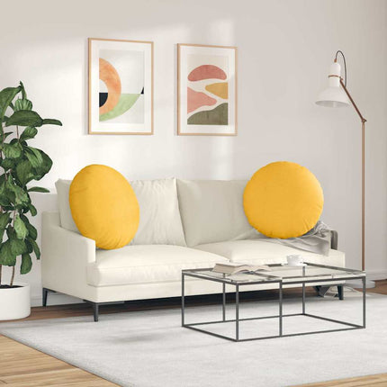 Sittkuddar 2 pcs Ljusgul Ø 80 cm Kordread tyg