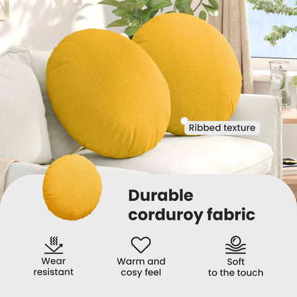 Sittkuddar 2 st Kordread tyg Ljusgul Ø 80 cm