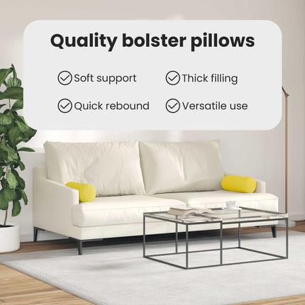 Bolsterkuddar 2 pcs Ljusgul Ø 15 x 40 cm tyg