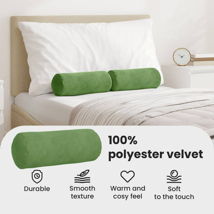 Bolsterkuddar 2 pcs Ljusgrön Ø 15 x 40 cm Kordread tyg