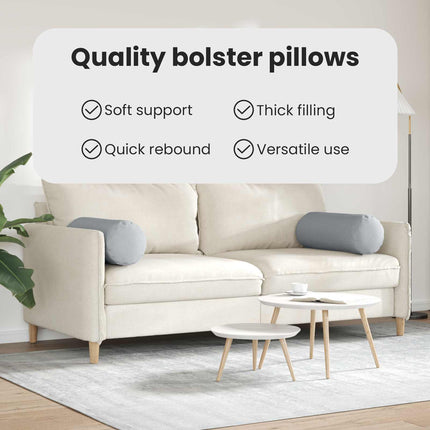 Bolsterkuddar 2 pcs Ljusgrå Ø 25 x 70 cm tyg