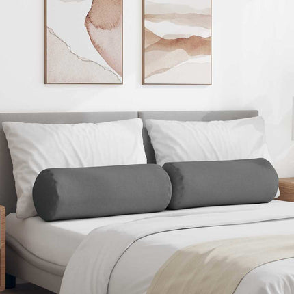 Bolsterkuddar 2 pcs Mörkgrå Ø 25 x 70 cm tyg