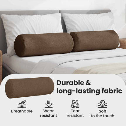 Bolsterkuddar 2 pcs Brun Ø 25 x 70 cm tyg
