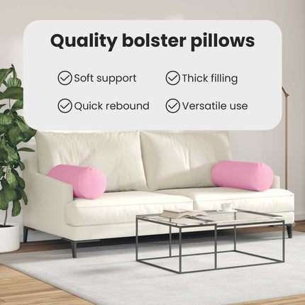 Bolsterkuddar 2 pcs Rosa Ø 25 x 70 cm tyg