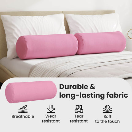 Bolsterkuddar 2 pcs Rosa Ø 25 x 70 cm tyg