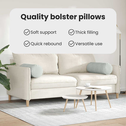 Bolsterkuddar 2 pcs Ljusgrå Ø 25 x 70 cm Kordread tyg