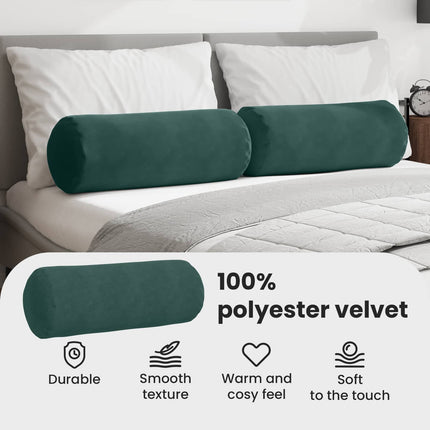Bolsterkuddar 2 pcs Mörkgrön Ø 25 x 70 cm Kordread tyg