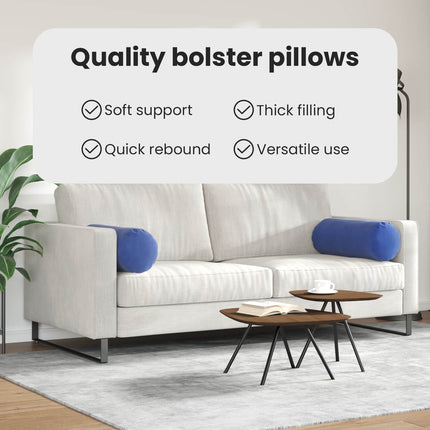 Bolsterkuddar 2 pcs Polisblå Ø 25 x 70 cm Kordread tyg
