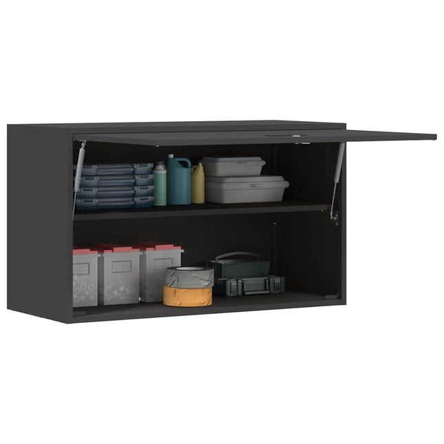 Vägghylla för garage Svart 90 x 40 x 53 cm Pulverlackerad stål