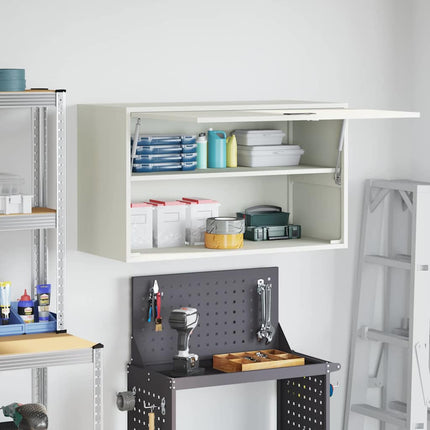 Vägghylla för garage Vit 90 x 40 x 53 cm Pulverlackerad stål
