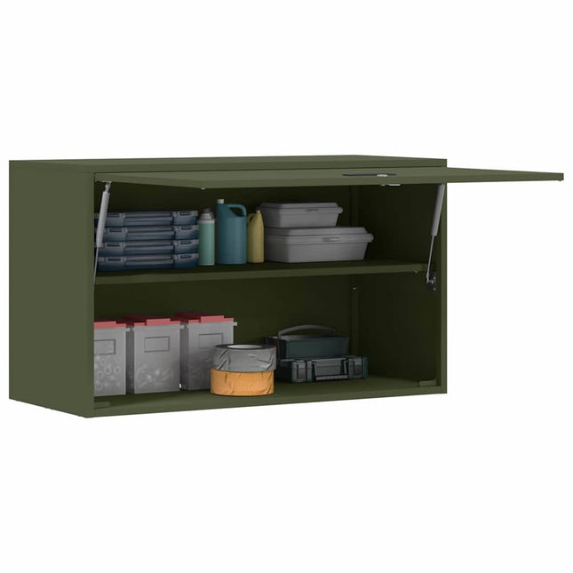 Vägghylla för garage Olivgrön 90 x 40 x 53 cm