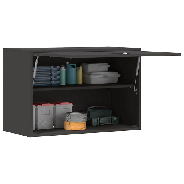 Vägghylla för garage Svart 80 x 40 x 53 cm Pulverlackerad stål