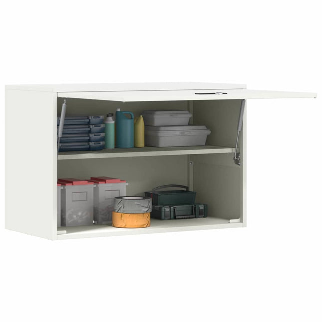 Vägghylla för garage Vit 80 x 40 x 53 cm Pulverlackerad stål