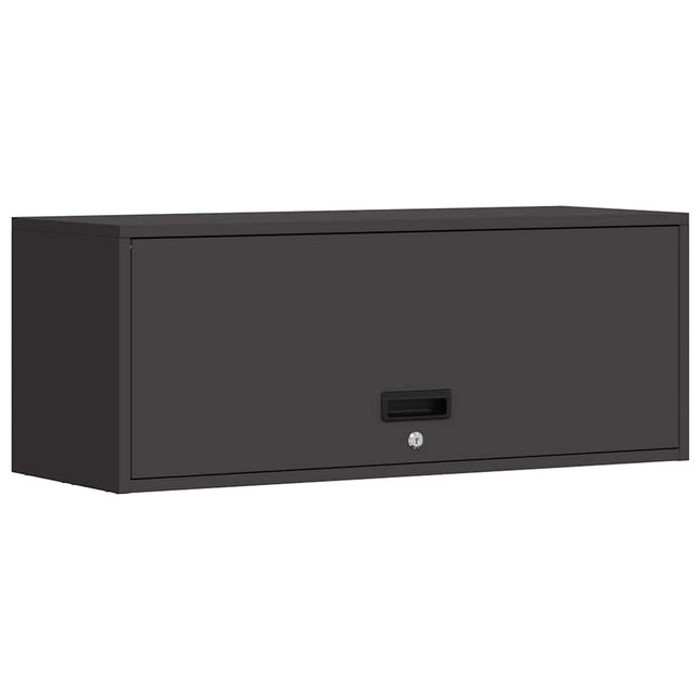 Vägghylla för garage Svart 90 x 33 x 35 cm Pulverlackerad stål